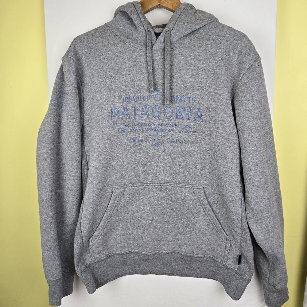 Patagonia Forge Mark Uprisal Ironclad Unisex Hoodie Gray Sz Mens M, Womens L